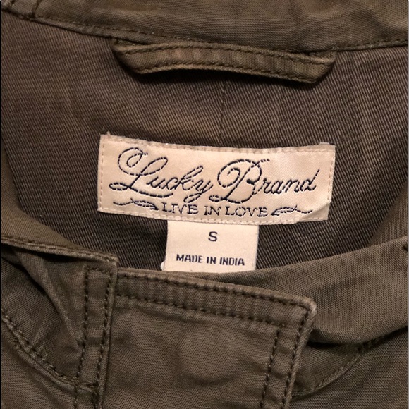 Lucky Brand Utility Jacket Removable Faux Fur Hood Trim DRY CLEANED Army Green S - Picture 10 of 16